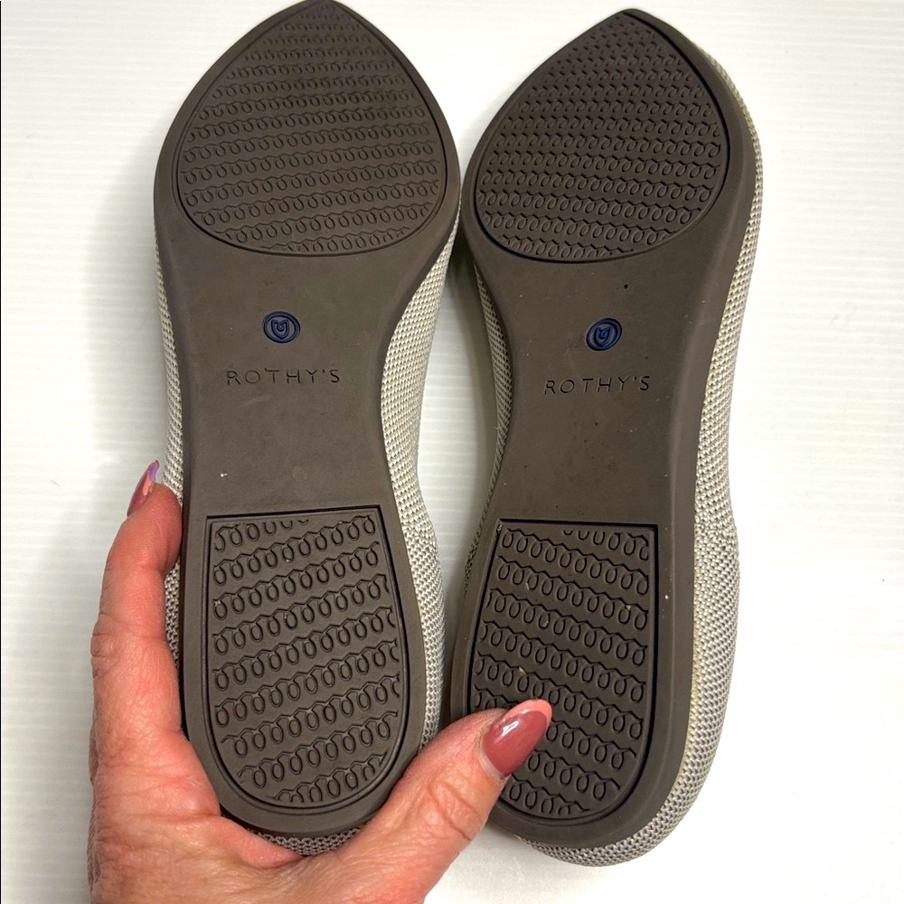 Rothy's Flax Birdseye Gray and Blue Pointed Toe Flats - Picture 10 of 10